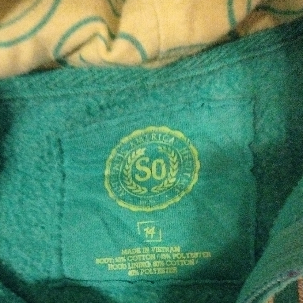 SO Teal Hoodie with Smile Print - Picture 4 of 4